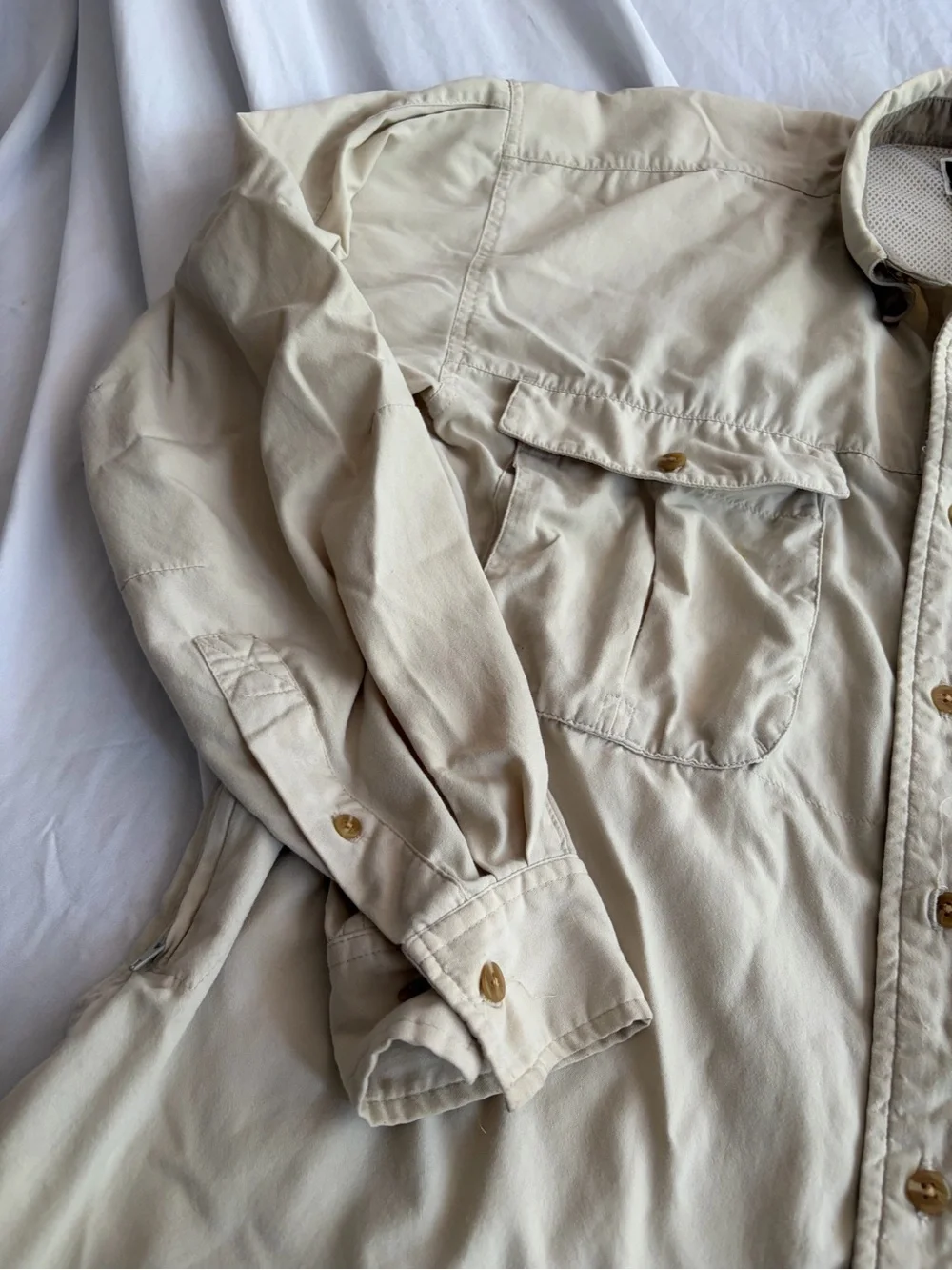 The North Face Men's Light Beige Shirt Jacket Fishing Shirt Size M